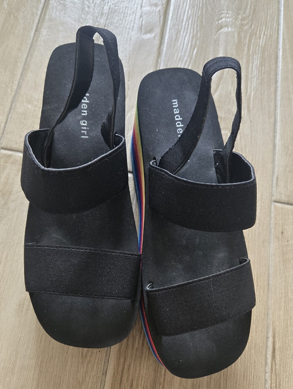 Madden Girl "Keeli" Rainbow Wedge Platform Sandals, 8 - Picture 6 of 13